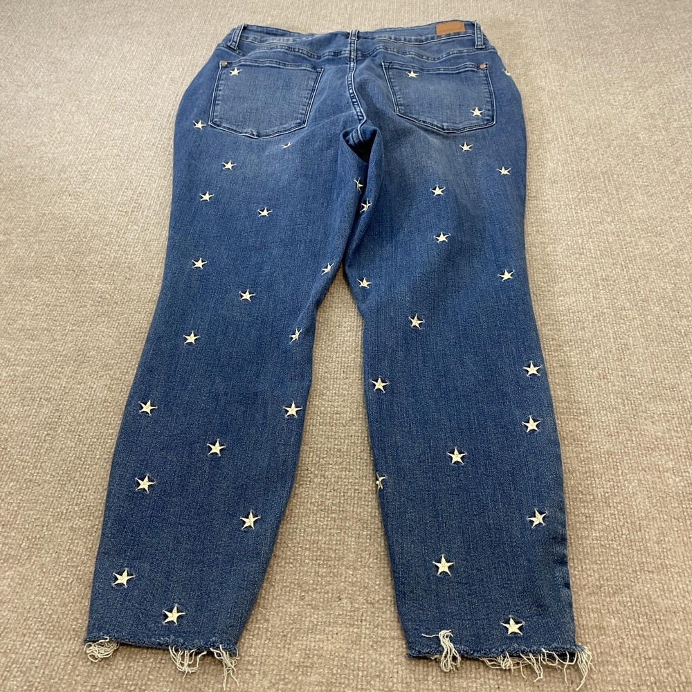 Judy Blue Skinny Jeans Womens 16W Blue Med Wash High Rise Stars Fringe JB80264 - Picture 3 of 12